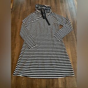 Duffield Lane Dress Black and White Stripe with Cowl Neck comfy- Size M
